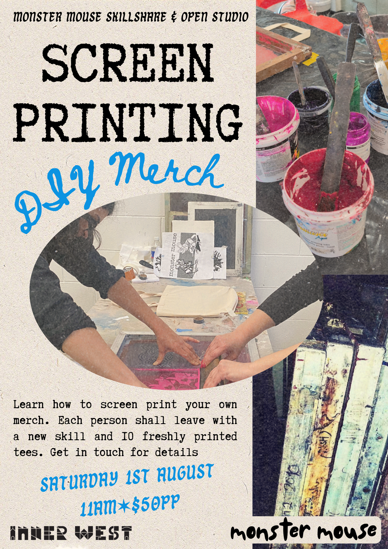Carizza Designs Screen Printing Workshop at Monster Mouse Marrickville