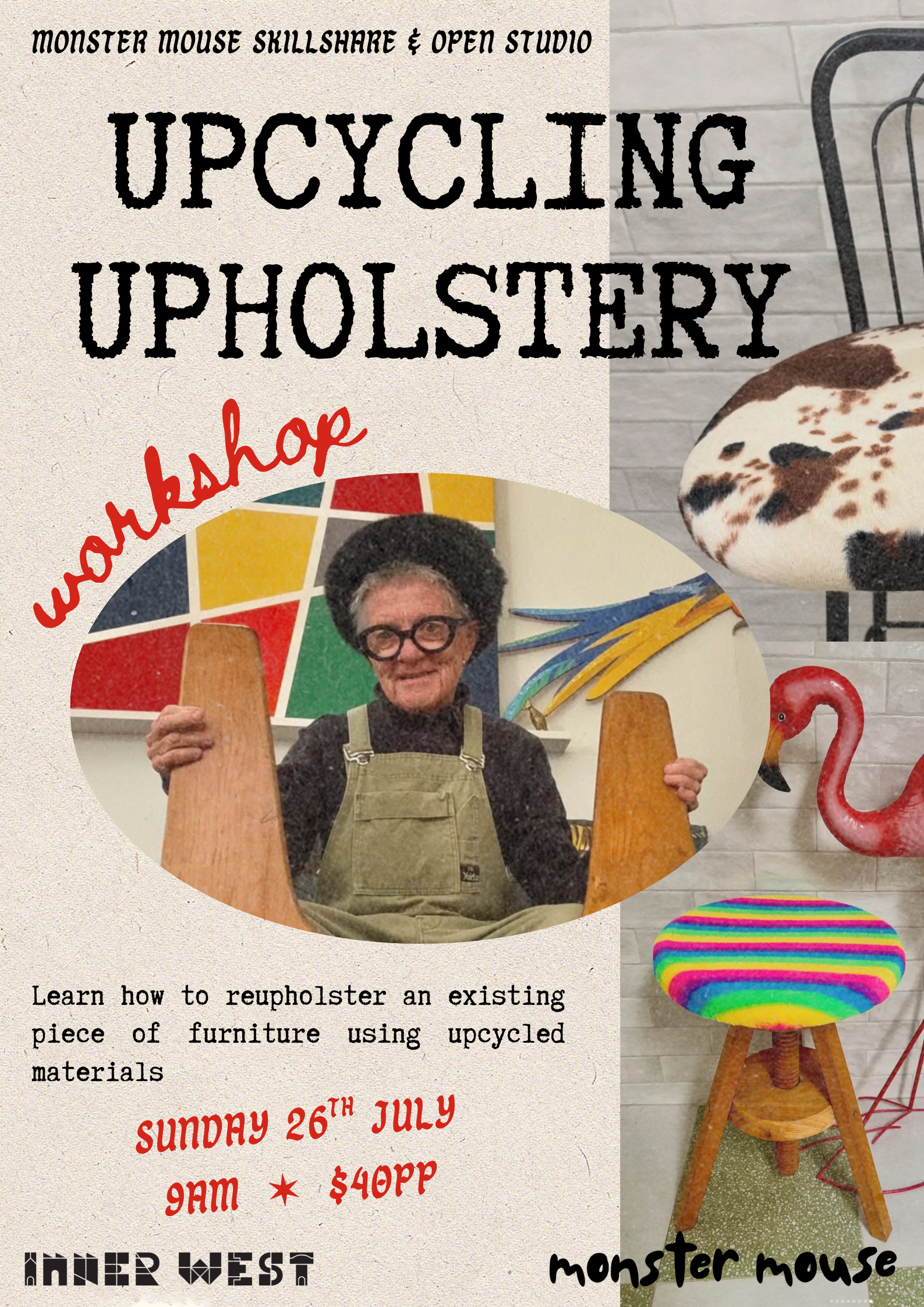 Upcycling Upholstery Workshop at Monster Mouse Marrickville