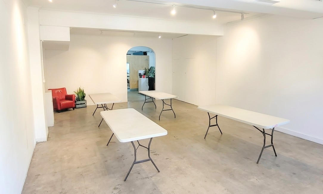 Exhibition and workshop space inside Monster Mouse industrial warehouse Sydney