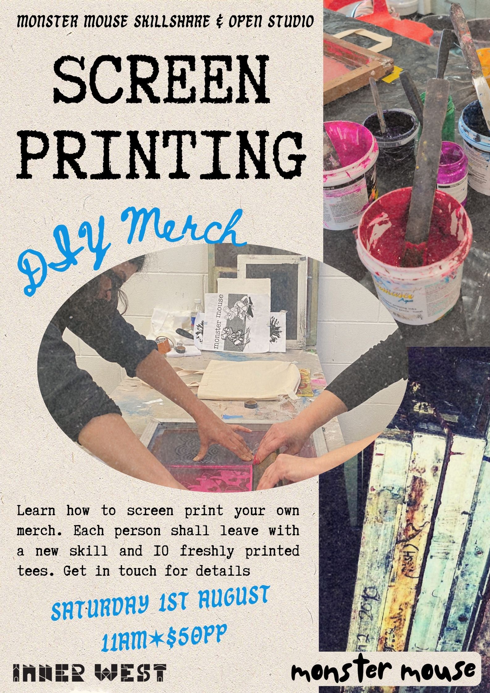 Carizza Designs Screen Printing Workshop at Monster Mouse Marrickville