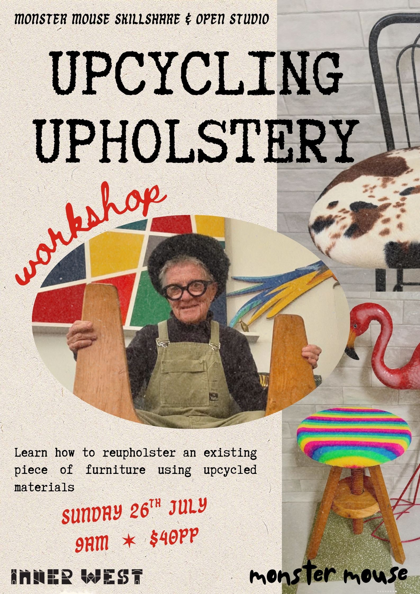 Upcycling Upholstery Workshop at Monster Mouse Marrickville