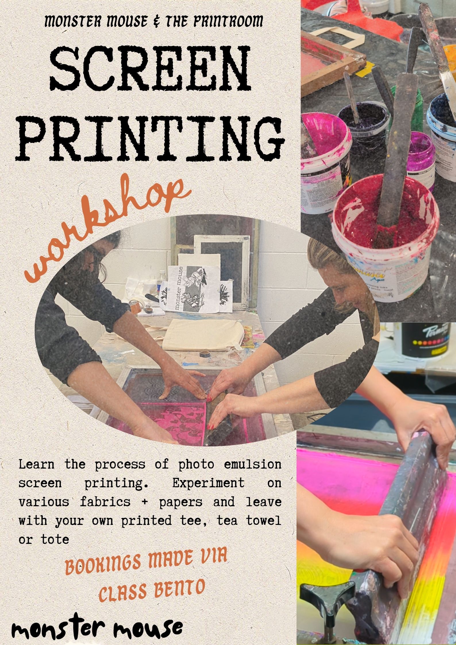 Screen Printing Workshop at Monster Mouse Marrickville